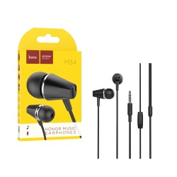 Hoco Wired Earphones M34 with Microphone 3.5MM 1.2m Black Hoco Wired Earphones M34 with Microphone 3.5MM 1.2m Black